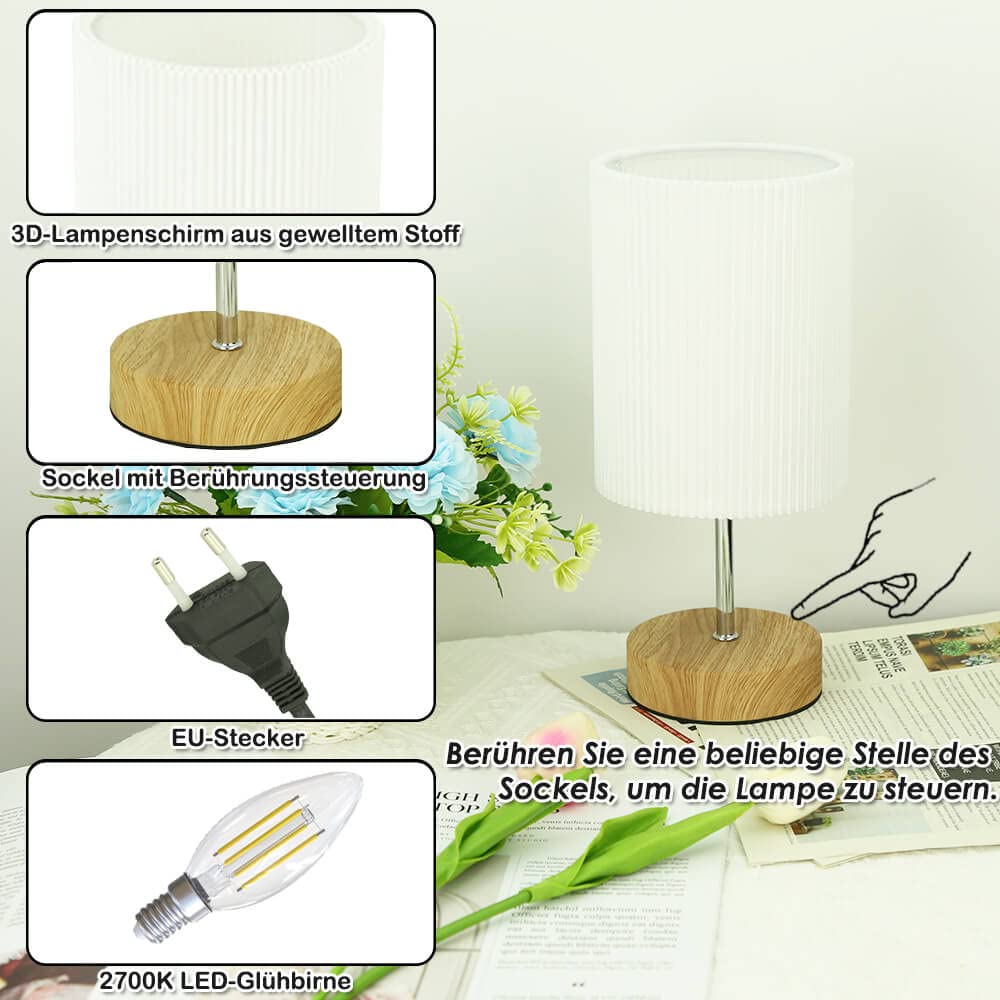 HSLighting Lampka nocna dotykowa ściemniana: lampa stołowa dotykowa ściemniana żarówka 3 poziomy jasności, regulowana lampa biurkowa, minimalistyczna do czytania, salon (Okrągły, 1)