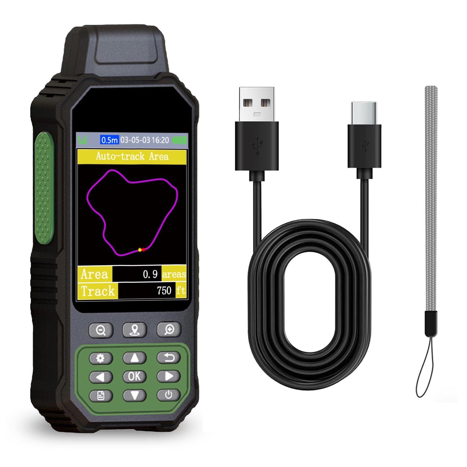 FTVOGUE Compteur Terrestre GPS avec écran Couleur 3,2 Pouces, Double Prise en Charge GPS GNSS pour l'arpentage des Terres Agricoles, Outil de Mesure Précis de la Zone, Longue Durée de Vie de la