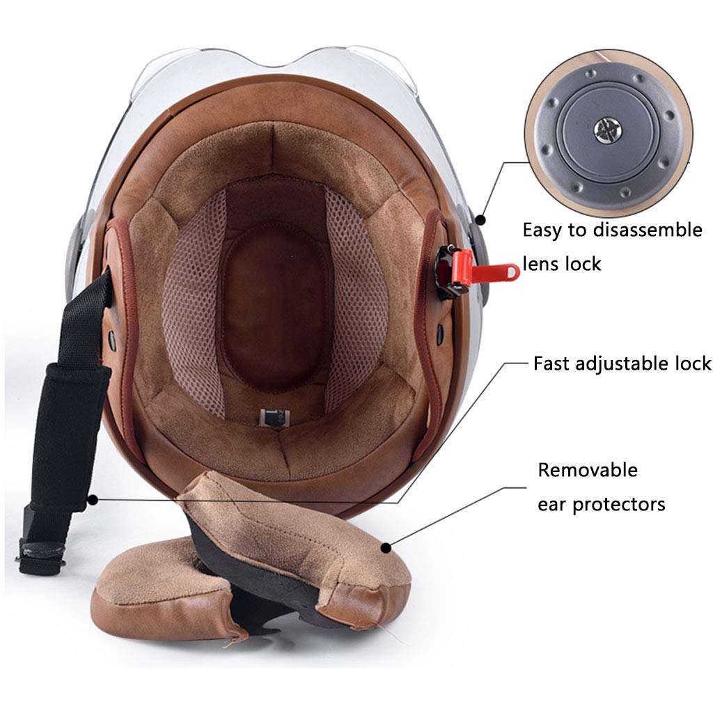 DJCALA Vintage Motorcycle Scooter Crash Half Helmet UnisexAdult Summer Classic Retro Motorbike