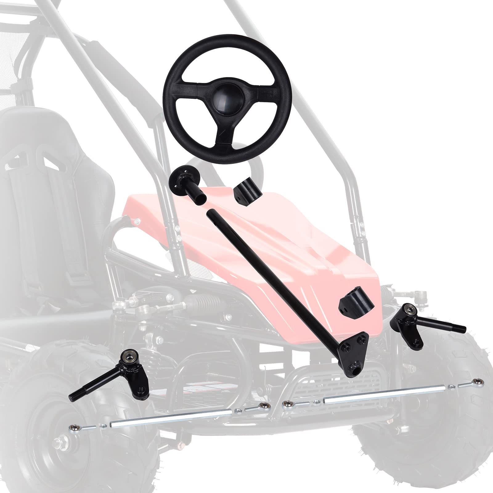 Buy GoKart Steering Kit 265mm Steering Wheel Tie Rod Rack Adjustable