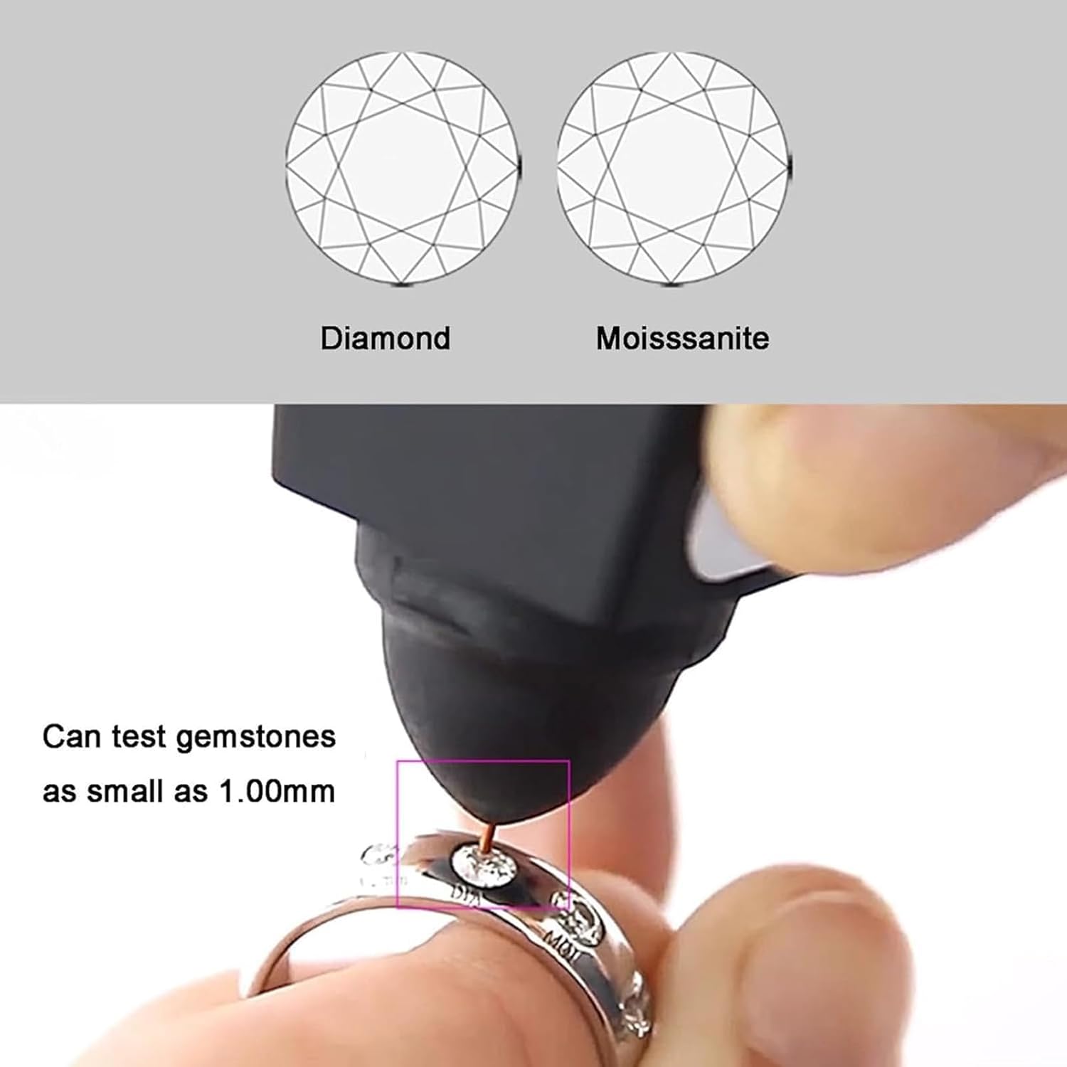 Diamond Tester Pen, Gold Silver Diamond Jewelry Tester, Retractable Probe Tip, with LED Digital Display, Fast Warm-up Time, Diamond Selector for Novice and Expert