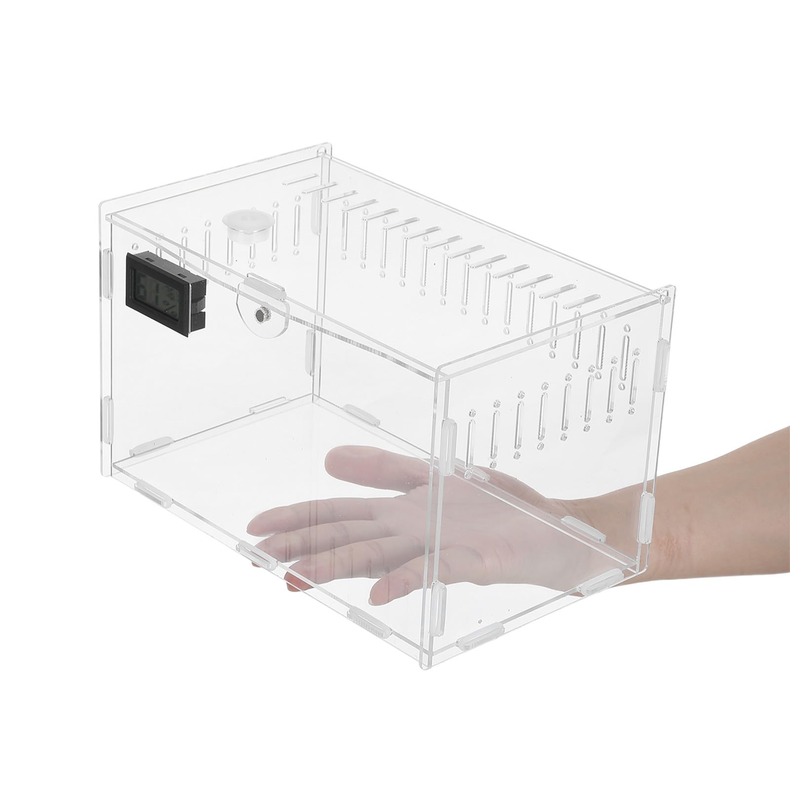 GALPADA Terrario Ventilazione Ampia per Rettili in Acrilico Trasparente 360° con Igrometro Digitale e Termometro Adatto per Gechi Leopardo e Ragni per Allevatori di Animali Domestici