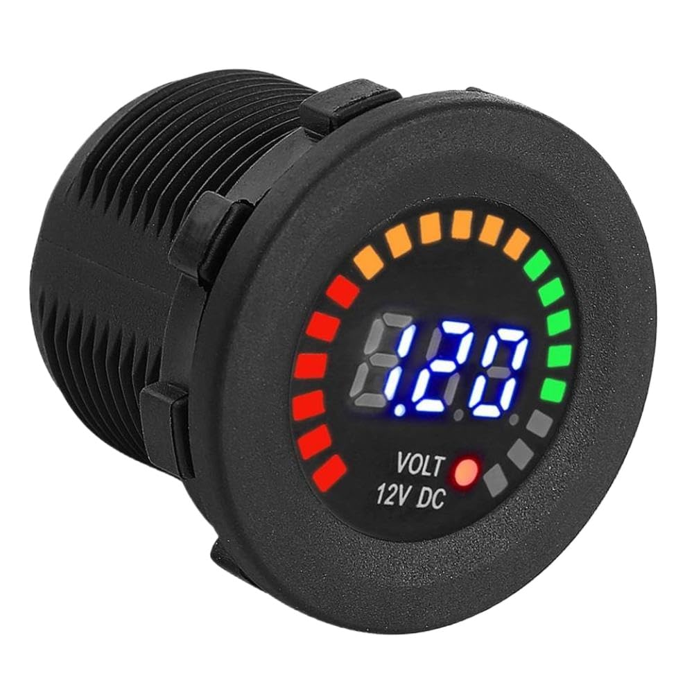 LED-Digitalanzeige-Voltmeter 12 V, kompatibel mit Motorrad, Auto, Boot, ATV, UTV, Wohnmobil