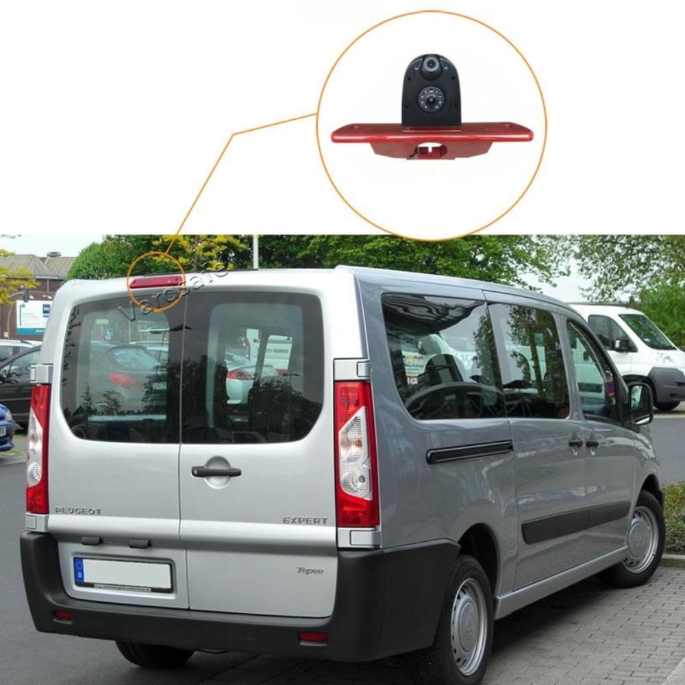 Cámara de respaldo de doble lente y monitor de espejo trasero con clip de 7 pulgadas compatible con Citroen Jumpy/Peugeot Expert/Fiat Scudo/Toyota ProAce