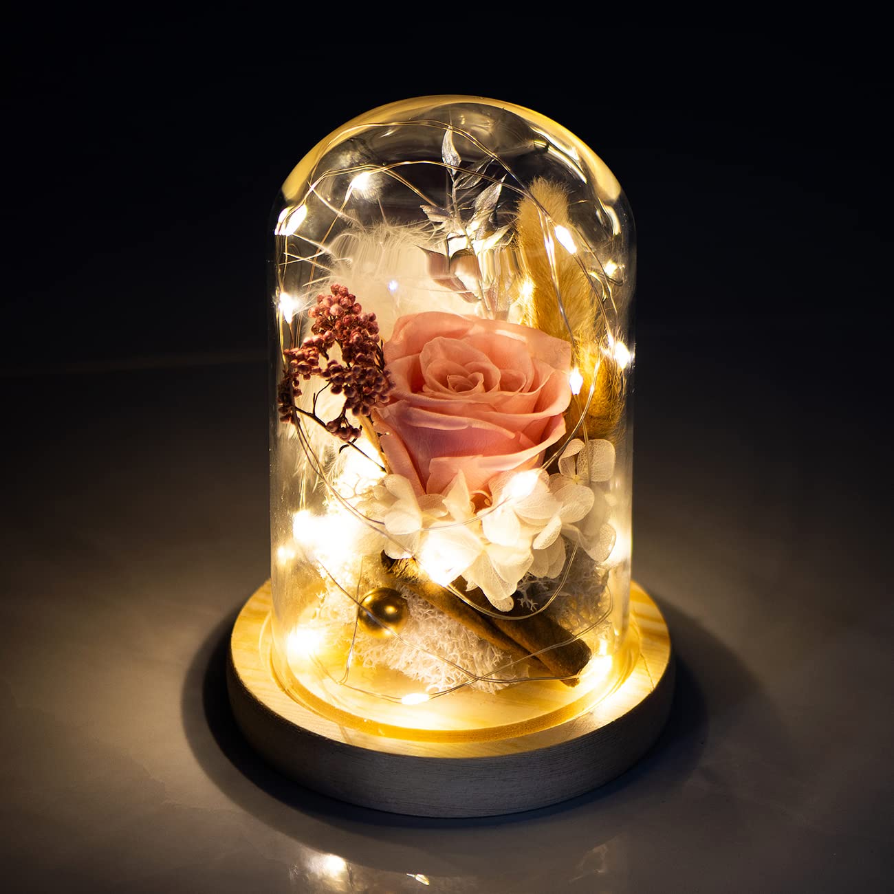 Rosa Eterna Natural Preservada, Flores Eternas con Luz LED, Rosas Preservadas Hecho a Mano, Caja de Regalo, Regalo Romántico para Mujeres y Madres, Aniversarios y Cumpleaños - Pack de 1