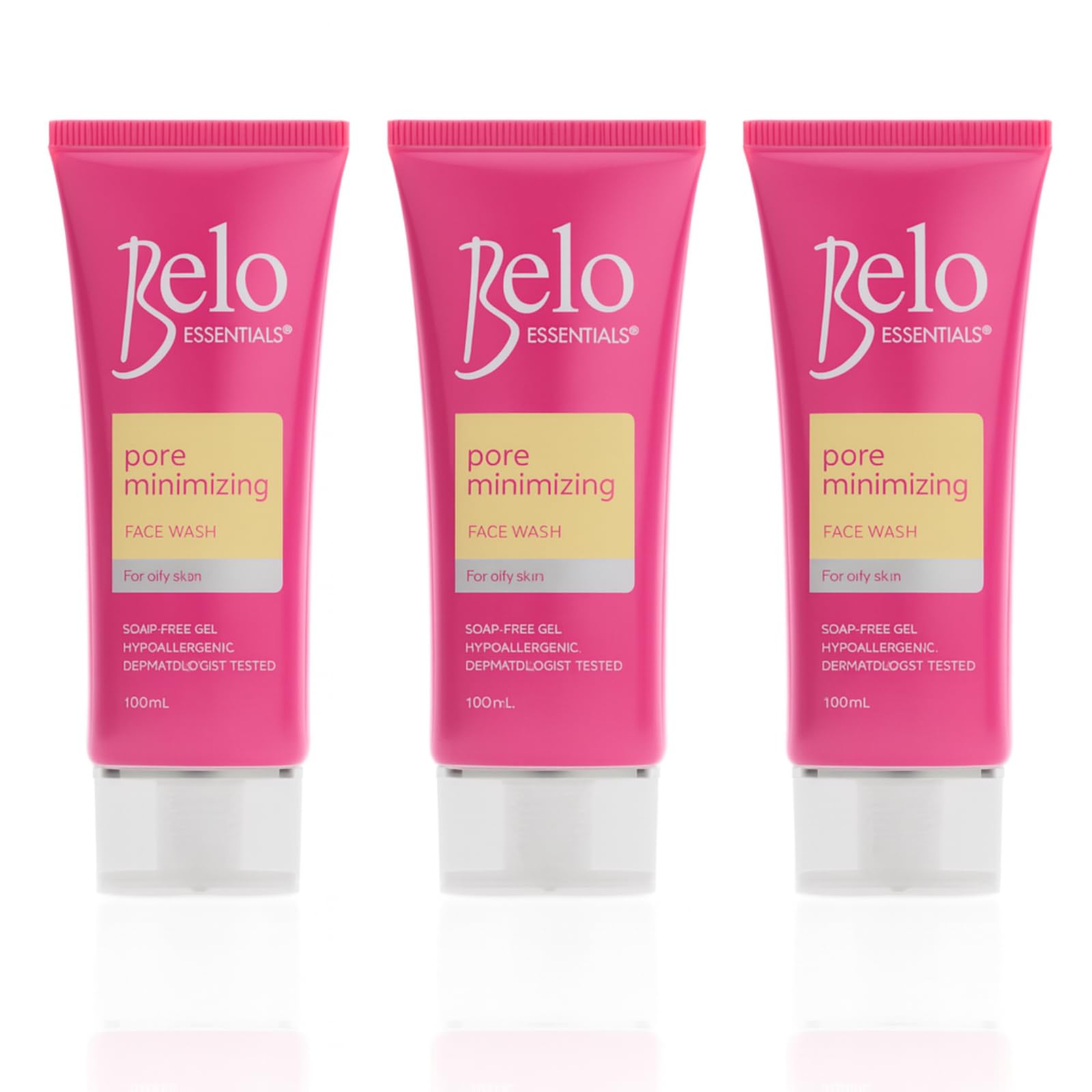 Pore Refining Oil Control Facial Cleanser Dermatologist Tested Gentle Foaming Gel Formula Daily Skincare Wash - 100ml x 3 Bottles