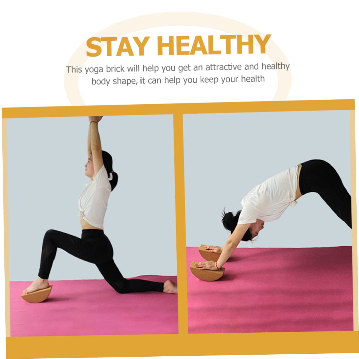 VANZACK Bloque de Yoga Compacto y Duradero para Entrenamiento Diario de Corcho Resistencia Antideslizante para Ejercicios de Estiramiento y Entrenamiento Abdominal en Casa