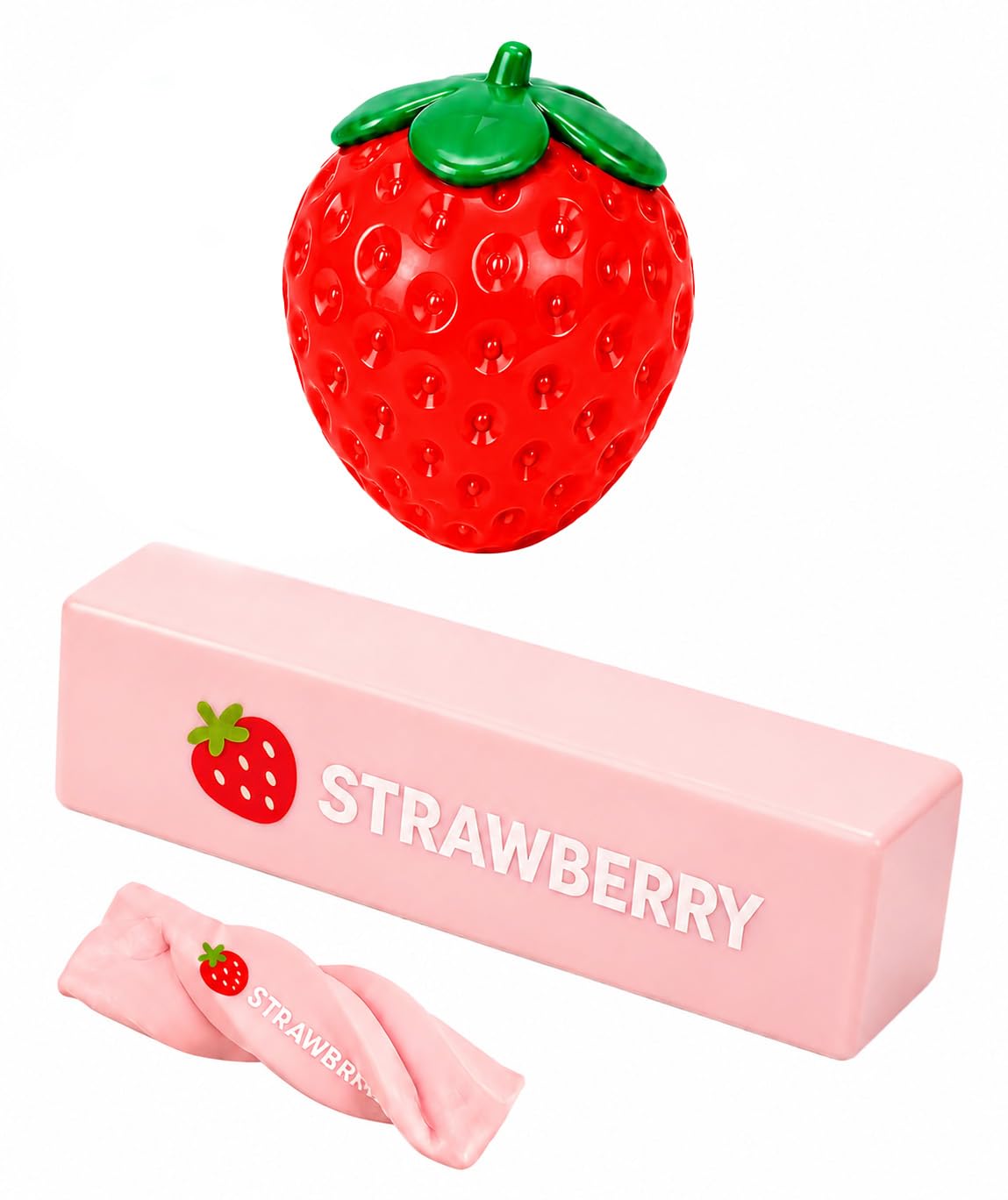 2-Piece Strawberry Squishy Set, TPR & PU Desk Accessories