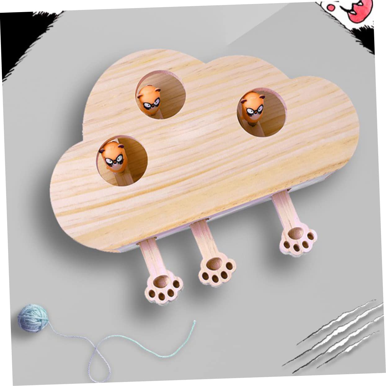 Toddmomy Juguetes Whack-Mole para Gatos Juguete De Madera Interactivo Divertido y para Jugar Ratones Falsos para Mascotas