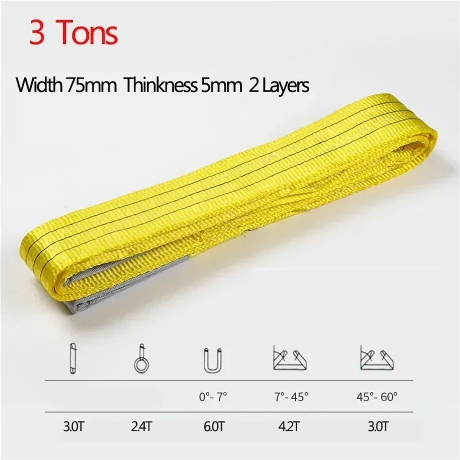 Bandschlingen Polyester-Flachösengurt for Gabelstapler, Kran, Anhänger, WLL 3T 4T | WLL 3 Ton Length 8m