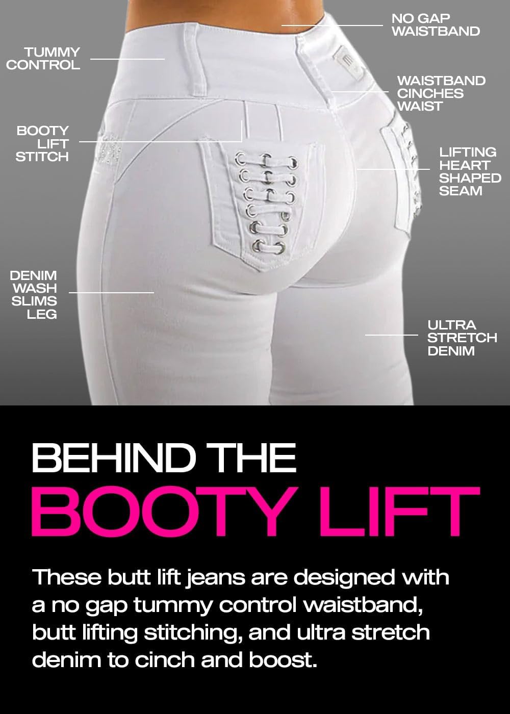 Moda Xpress Butt Lifting Skinny Jeans for Women - High Waisted Levanta Cola Push Up Jeans - Image 4