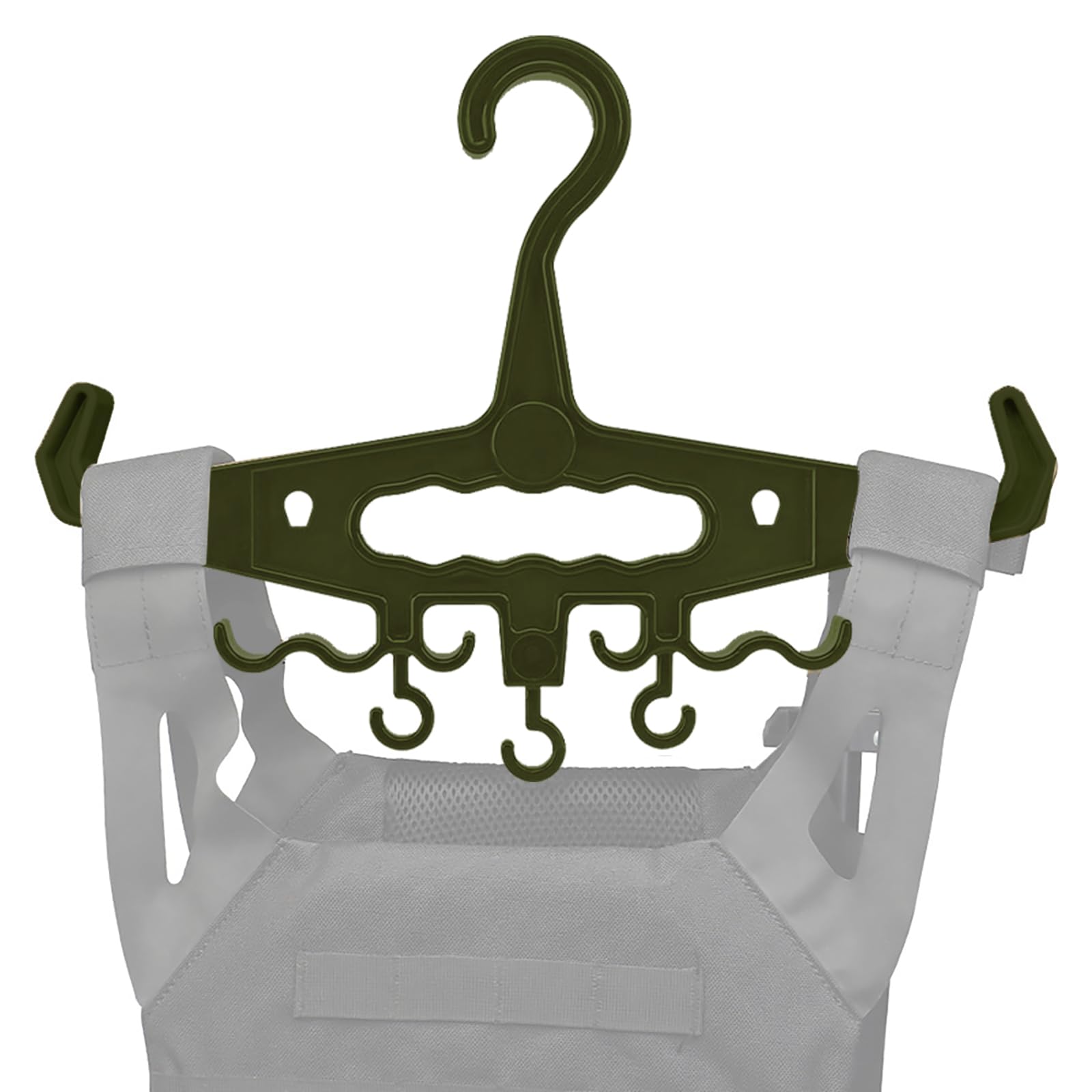 Photo 1 of YOZWOO Multi-Functional Heavy Duty Plastic Hangers for Clothes, Thick ABS Tactical Gear Organizer Holder for Backpack, Plate Carrier, Wetsuit, Police Vest, Space Saving Closet Storage for (Army Green)