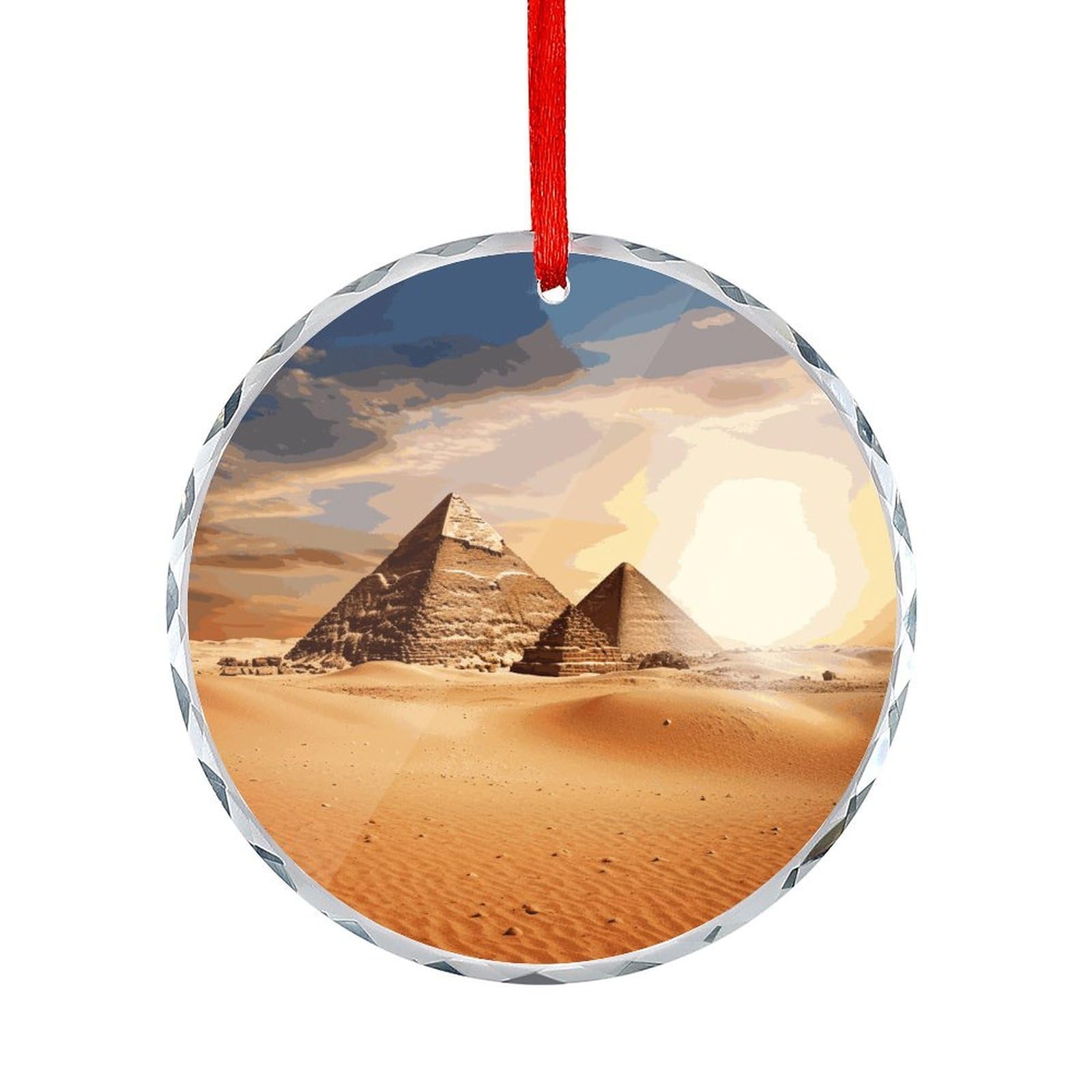 Fodpand Women's Style Egyptian Pyramid In Desert Round Glass Ornament Keepsake Gift Exchange Ideas Car Decor,Christmas Ornaments For Tree Window Garden Ornaments