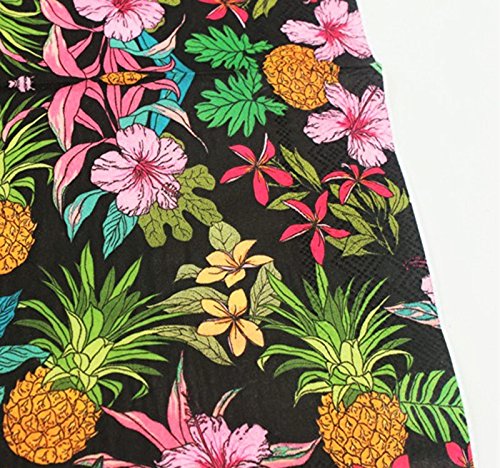 Wallye Luau Fiesta Party Supplies 20 Pack Pineapple Hawaiian Cocktail Napkins, Tropical Decoupage Napkins, Black #TOP5
