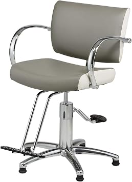 Pibbs 4506 Bari Professional Salon Styling Chair with Chrome Armrests, Extra-Wide Cushioned Seat, Low-Cut Backrest & Heavy-Duty Hydraulic Pump, Made in USA, PIB-4506