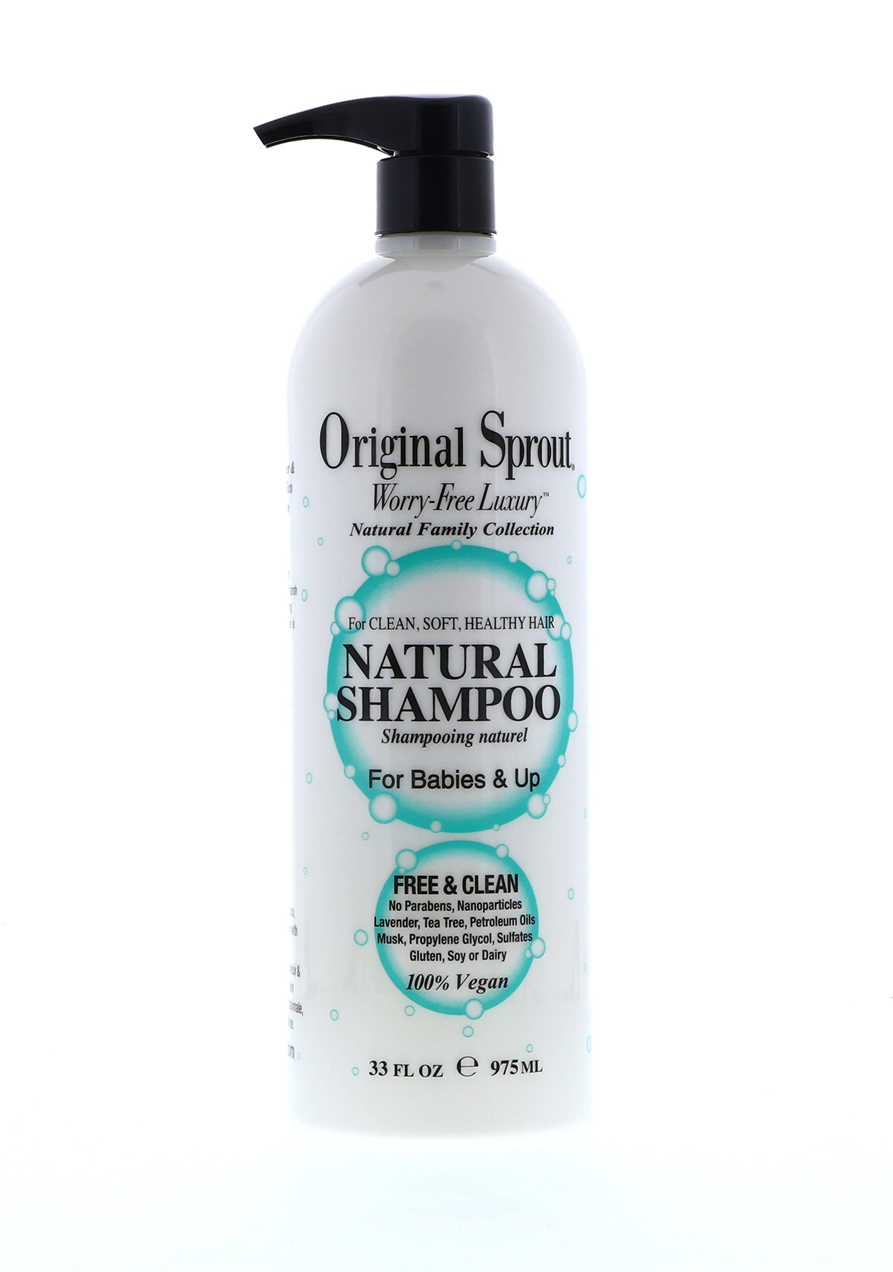 Original Sprout Natural Shampoo (33 oz) - Strengthening, Smoothing and Hydrating Shampoo; Safe Shampoo for Babies, Children and Adults with Extra Shine Enhancing and Frizz Control Hair Treatment Formula