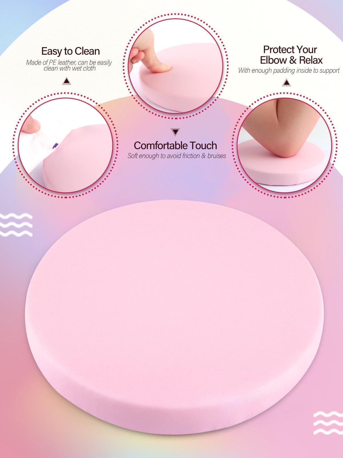TOROKOM poggomito per le unghie Tech, poggomito per le unghie Tech, morbido poggomito-unghie braccio antiscivolo comodo imbottitura base, gomito rotondo per la manicure salone/casa (rosa)