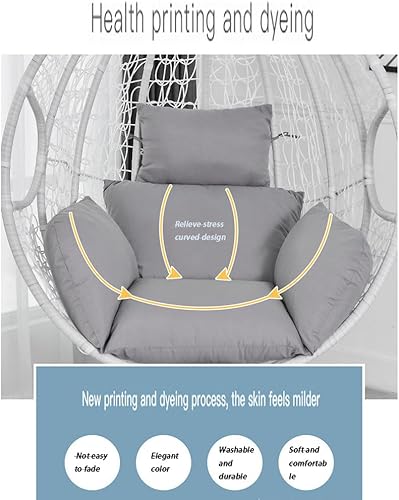 Miniatura 3 de GARCAN Cojines de repuesto para sillas de columpio, reemplazo de cojín de silla de huevo, cojines plegables, cojín colgante para silla de huevo para