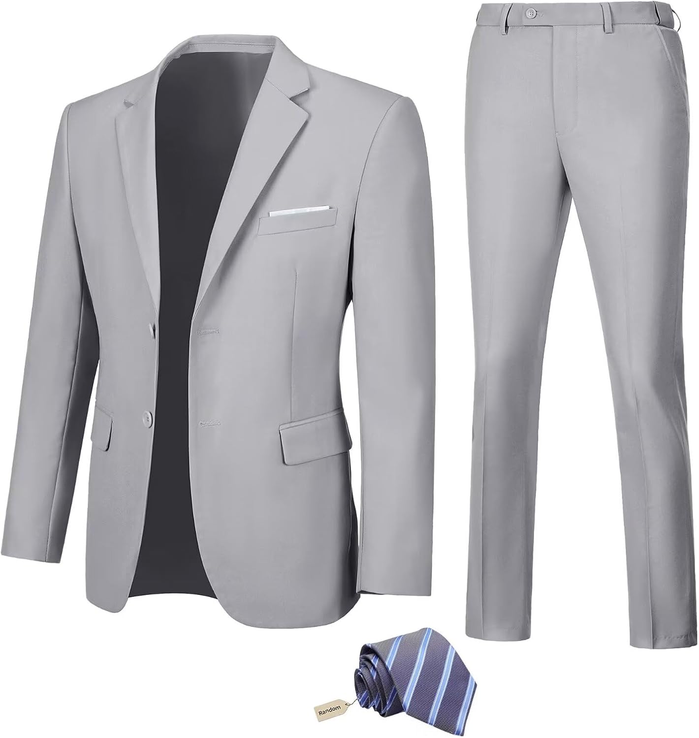 Men Suit Slim Fit 2 Piece Solid 2 Button Business Suits Blazer Wedding Prom Tuxedo for Men Suit Jacket Pants with Tie