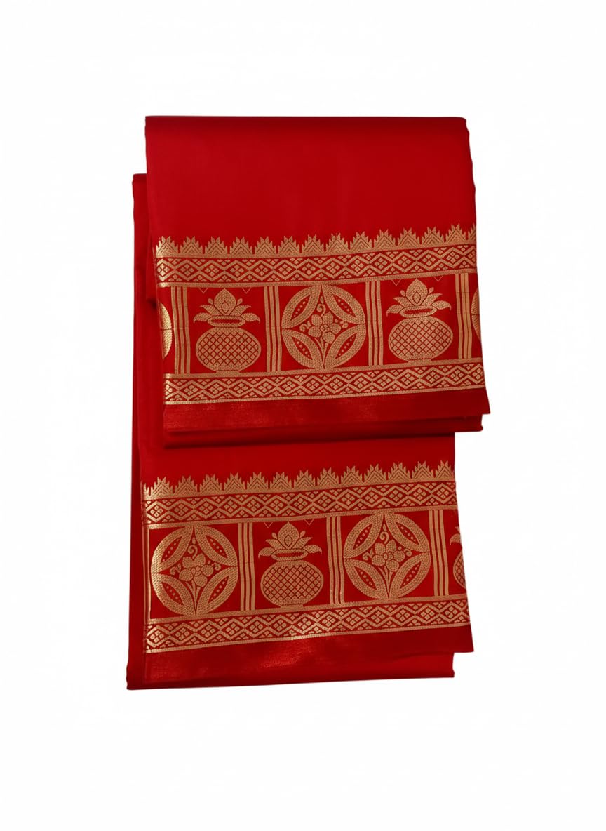 Men’s Silk Dhoti Set | Unstitched Traditional Dhoti for Men | South Indian Veshti Pancha Mundu | Wedding, Festival & Pooja Wear-image-21
