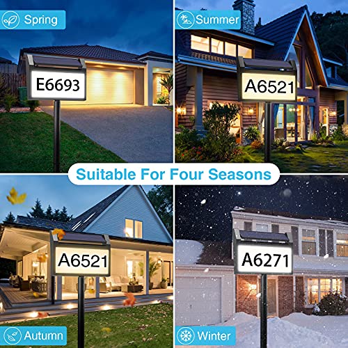 Solar House Number Sign, Deerdance Led Illuminated Outdoor Address Plaque With Smart Control, 3-Color In 1 Waterproof Solar Powered House Number Light With Stakes For Outside Home, Yard, Street, House #TOP5