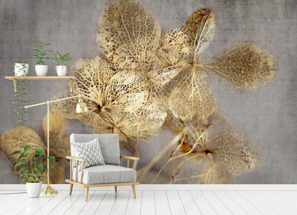 Papier peint intissé or 3D relief élégant pour grand décor mural de chambre