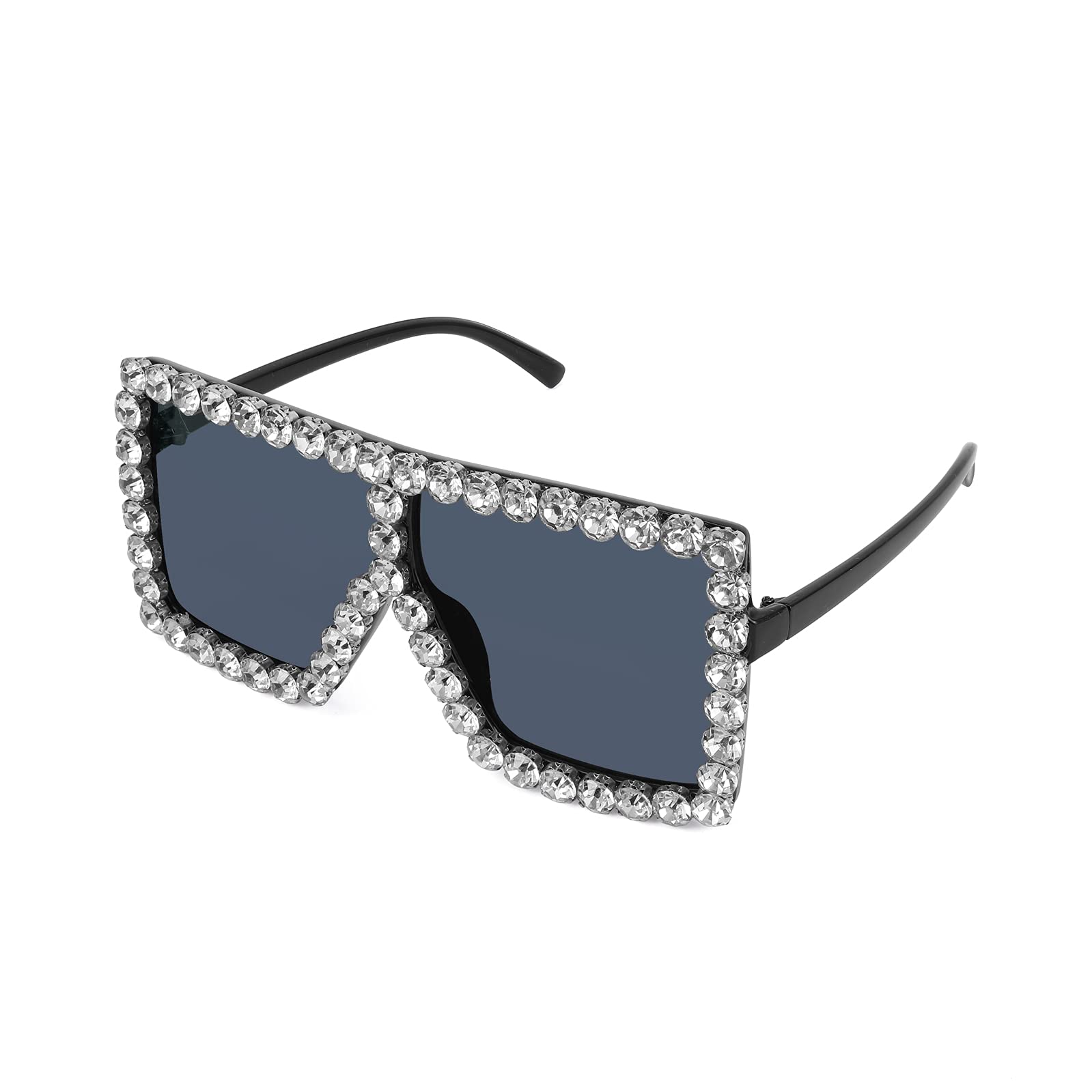 FEISEDYOversized Sparkling Crystal Sunglasses Disco Diamond Flat Top Fashion Square Large Shades B2782