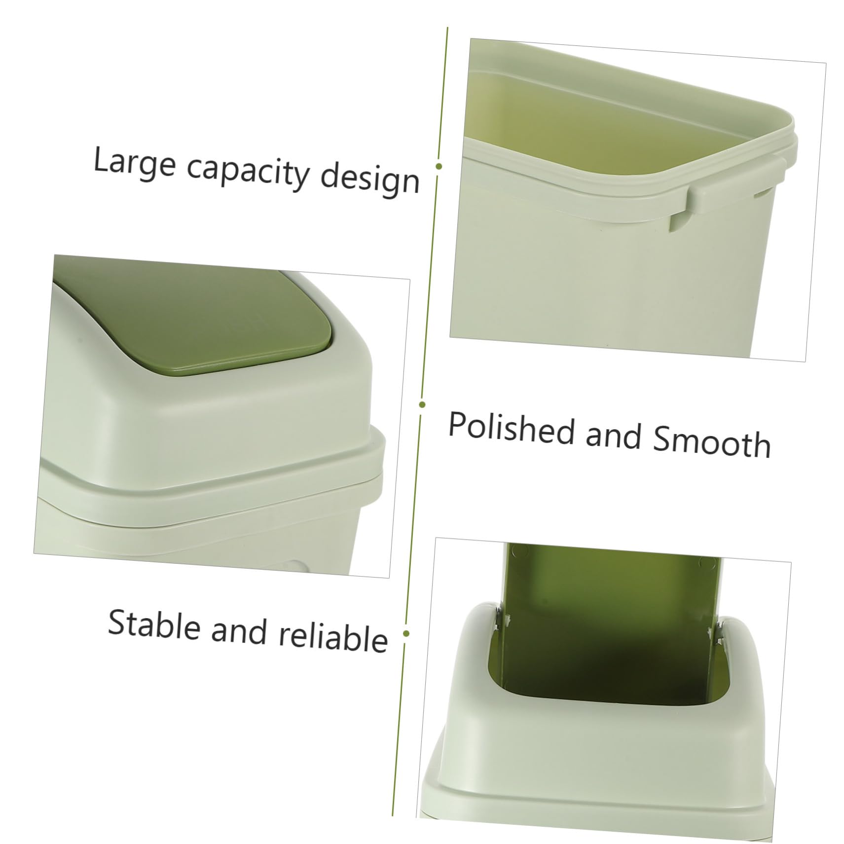 Large Swing Lid Waste Bin Thick Plastic Kitchen Trash Can Lid Nursery Trash Can for Bathroom