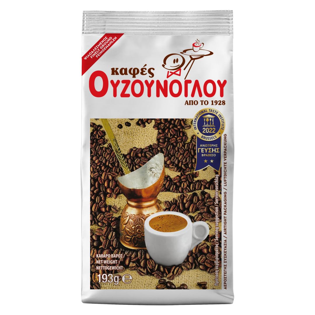 Ouzounoglou Traditional Greek Coffee – 200g | Authentic Ground Coffee from Greece | Superior Taste Award Winner | Artisan Roasted for Rich Aroma & Flavor