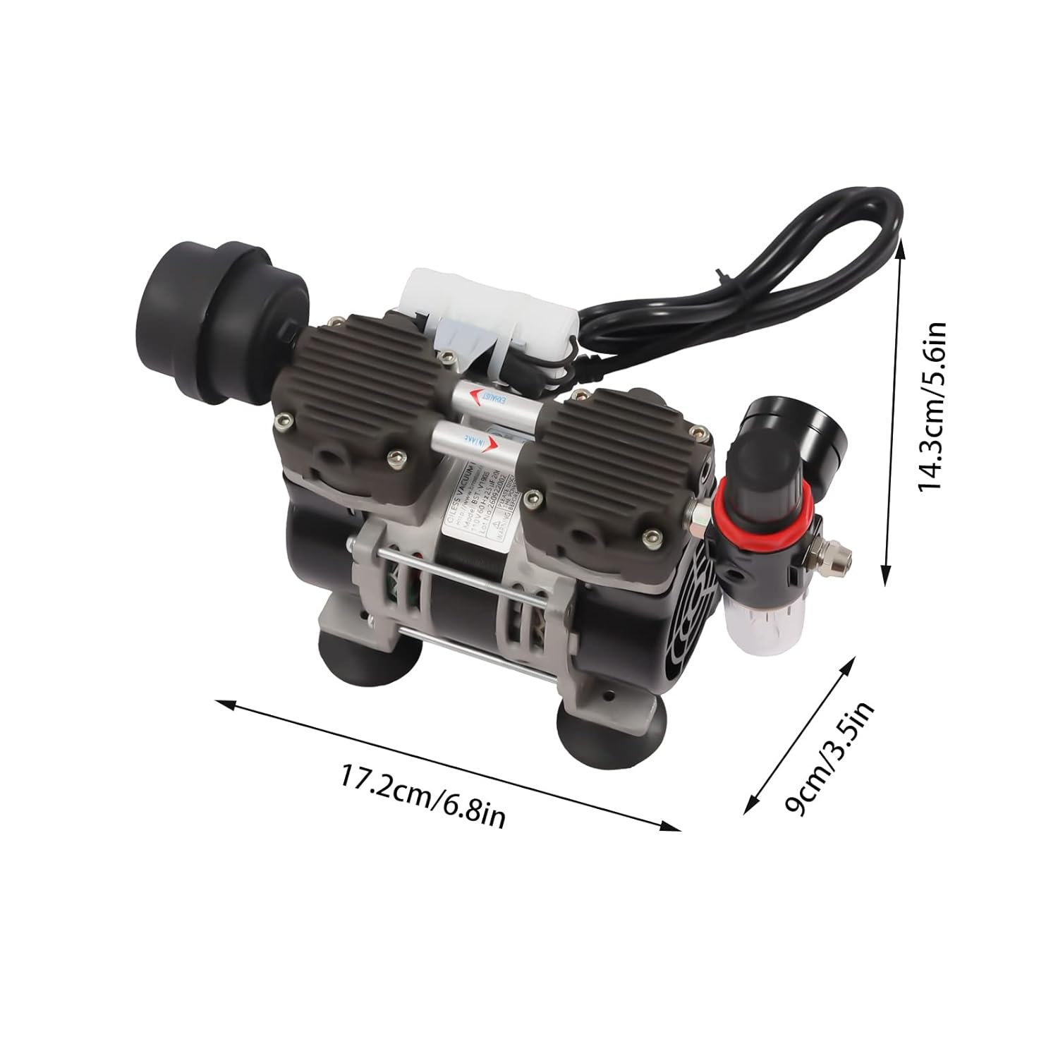 Lab Diaphragm Vacuum Pump 200W 60L/min Oilless Medical Pump Diaphragm Mute Pump 90Kpa Vacuum Air Pump with Air Filter for Laboratory, Medical Equipment