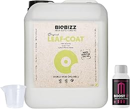 GROWMANIA Leaf Coat by BioBizz 5L + Probe Boost Up by Up Nutrients + Measuring Cup | Organic Protective Cover for Large Gardens | Improves Durability and Leaf Health