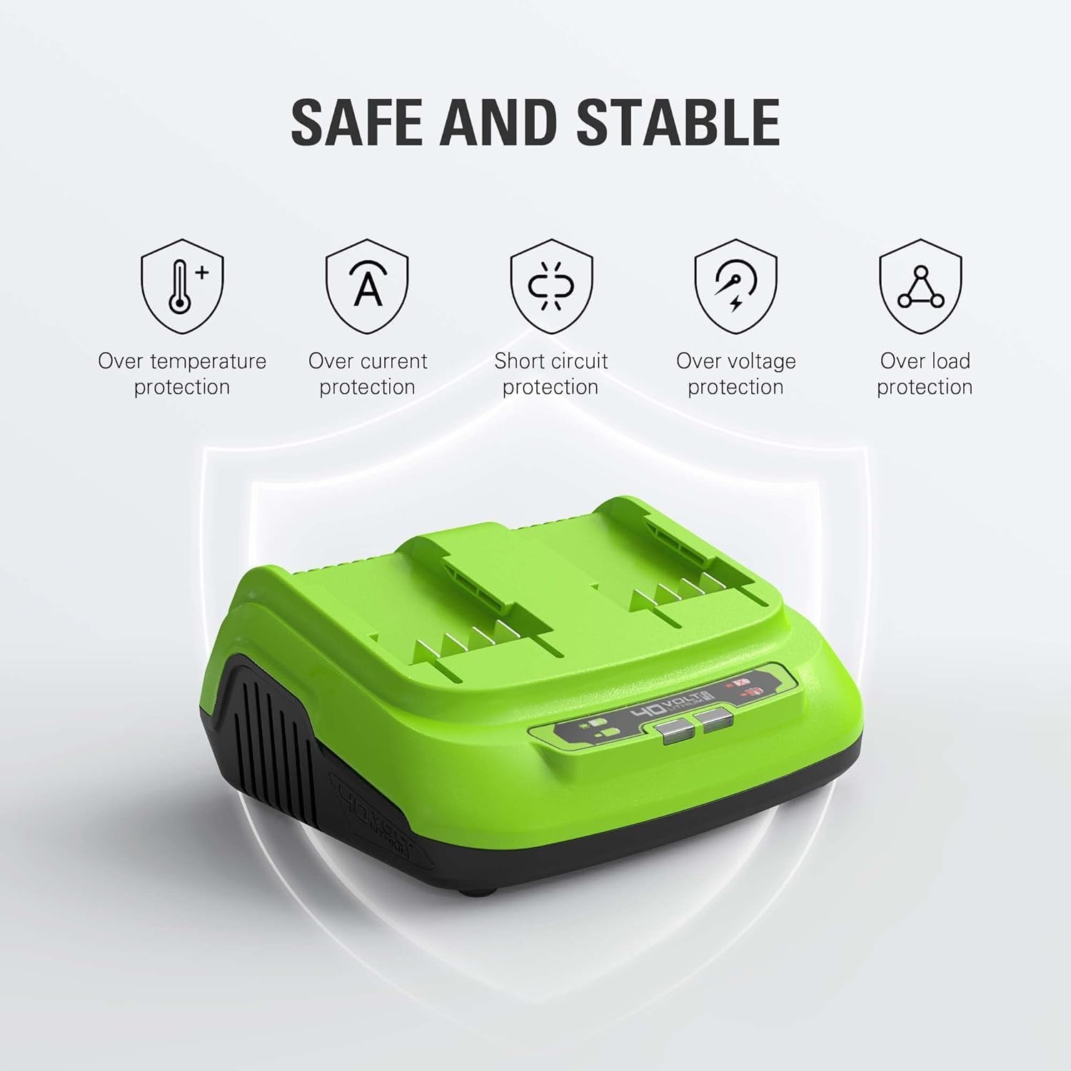 Greenworks 40V 2 * 2.0Ah Lithium-Ion Battery + 8A Dual Port Rapid Charger Starter Kit (Genuine Battery / 75+ Compatible Tools)