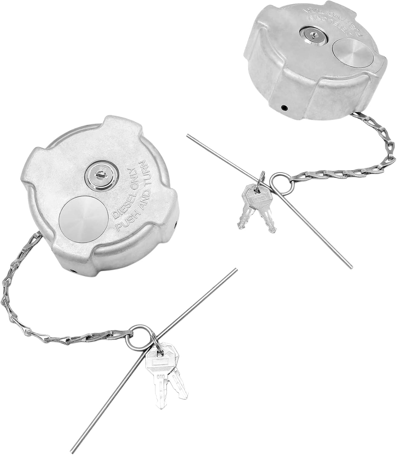 Locking Fuel Cap (2PCS), Compatible with 1996-2018 Freightliner Cascadia Columbia Century Coronado 1/4 Turn Lock Gas Cap, 3In Aluminum Diesel Fuel Tank Cap, W/ Keys | 03-37017-002 0337017002 600149