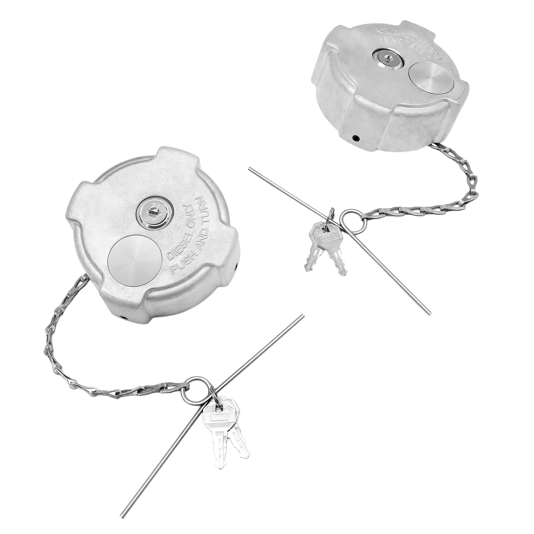 Locking Fuel Cap (2PCS), Compatible with 1996-2018 Freightliner Cascadia Columbia Century Coronado 1/4 Turn Lock Gas Cap, 3In Aluminum Diesel Fuel Tank Cap, W/Keys | 03-37017-002 0337017002 600149