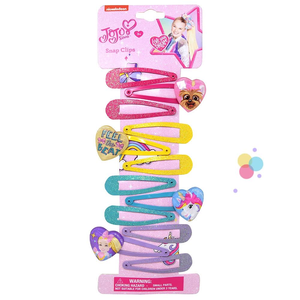 JoJo Siwa Snap Clips Hair Accessories Set – JoJo Siwa Accessories Kit for Girls, Includes 12 Hair Snap Clips, Perfect for Party Favors, Everyday Hair, and Makeover – 12 Pieces