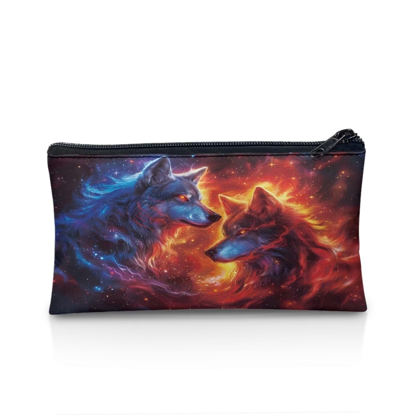 UOIMAG Galaxy Fire Wolf Pencil Case Kids School Stationery Pencil Pouch Zipper Bags for Office Travel