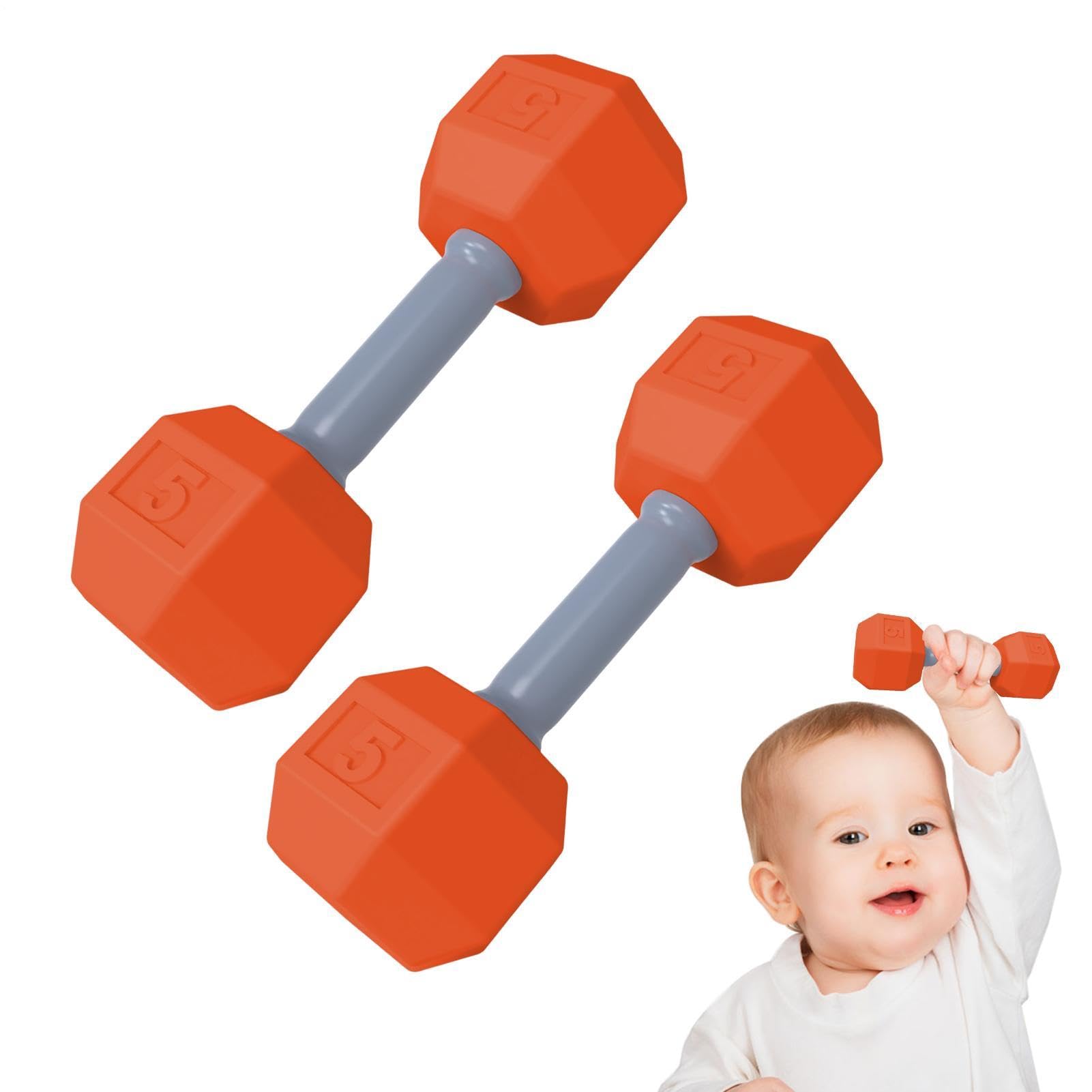 Juguete de Mancuerna - Juguete Sonajero con Peso | Jugueťe de Mancuerna de Entrenamiento de 2 Piezas para Ejercicios, Jugueťe Sensorial Ligero Sonajero y Mordedor para Bebés y Padres Fitness, ABS, Mul — view 15
