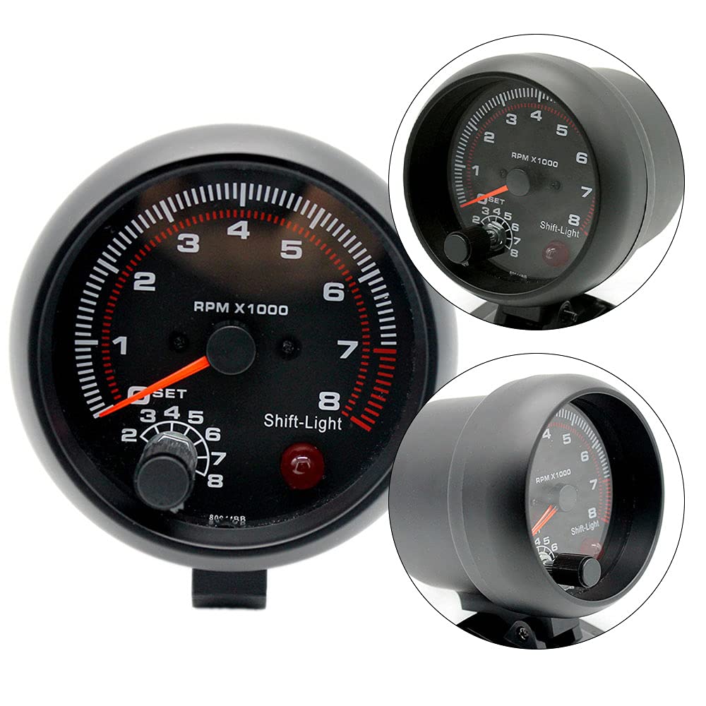 Contagiri Universale Da 3,75 Pollici - LED Bianco, Luce Cambio Rossa, 0-8000 RPM | Per Auto Benzina 12V - Foto 10