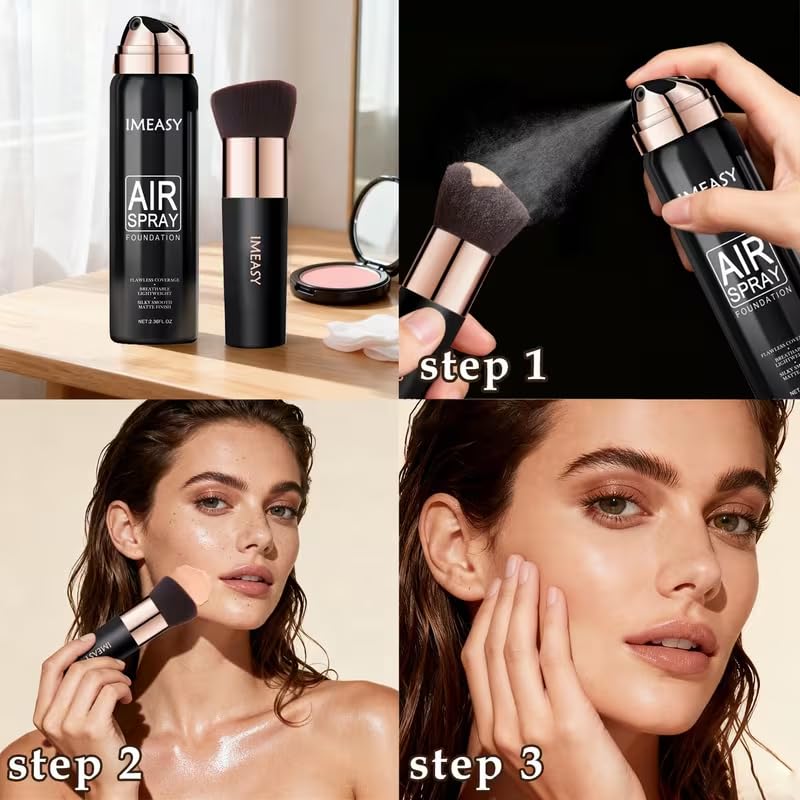 Airbrush Makeup Foundation Spray, Flawless Full Coverage Foundation, Long-Lasting, Breathable & Moisturizing for Older Women, Teens, and Mature Skin, Buildable Coverage for Smooth Radiant Skin (NUDE) - Image 3
