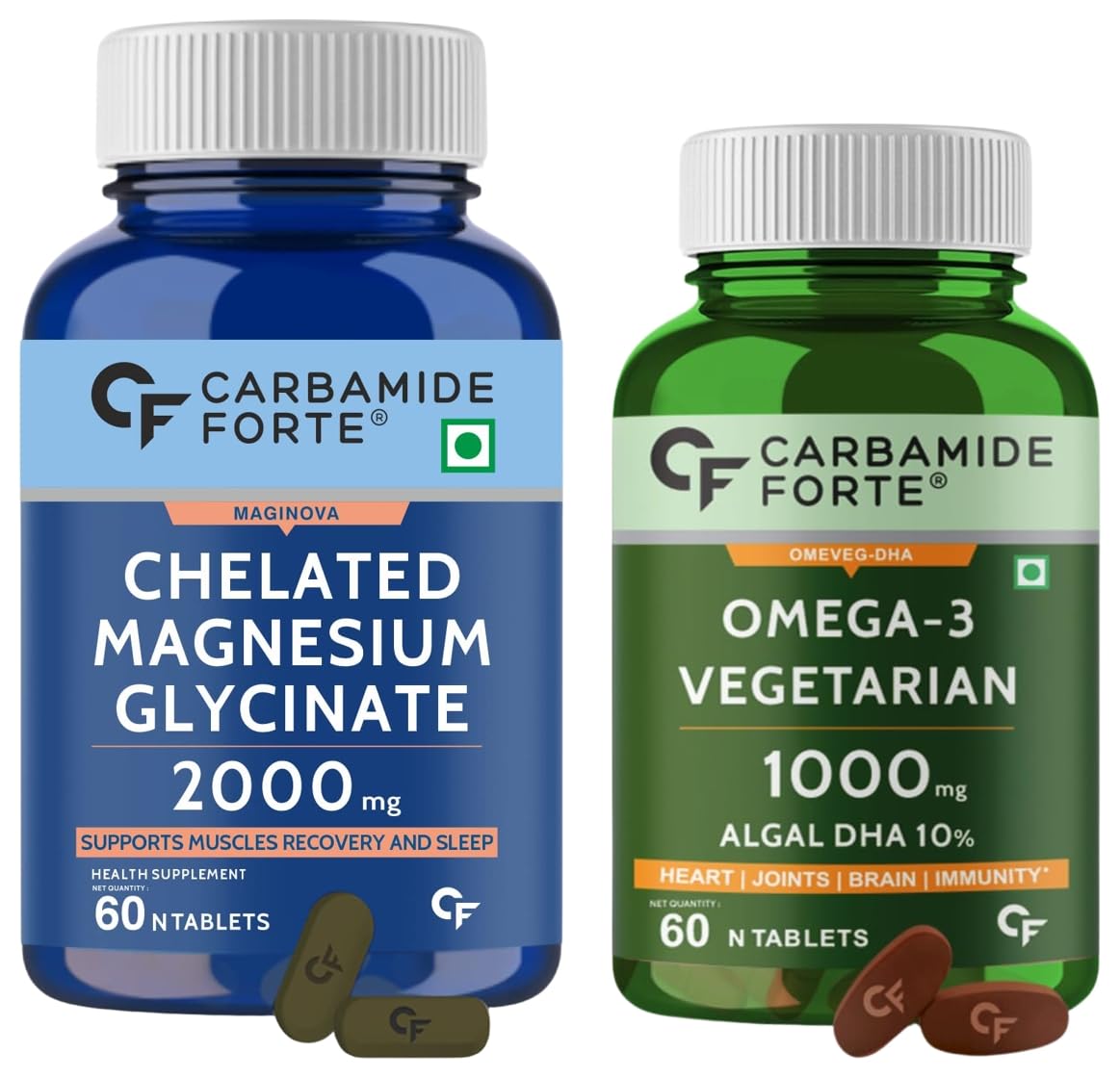 Carbamide Forte Veg Omega 3 1000mg - Tablets for Men & Women with Veg DHA 60 Veg Tablets & Carbamide Forte Chelated Magnesium Glycinate 2000mg Per Serving Supplement - 60 Veg Tablets (B0CZ3QK493) Amazon Price History, Amazon Price Tracker
