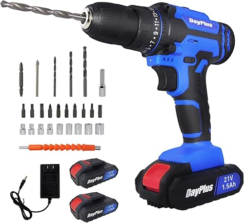 Destornillador eléctrico portátil con 2 velocidades ajustables, destornillador de mano, juego de herramientas de perforación con portabrocas de