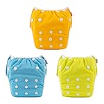 ALVABABY Baby Swim Diapers 3pcs Large Size Reuseable Washable & Adjustable for Swimming Lesson & Baby Gifts Yellow Orange Blue3ZSWY19