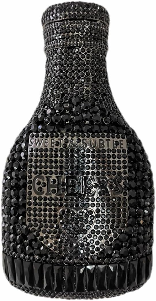 Women Champagne Bottle Rhinestone Clutch Unique Evening Bag Crystal Dinner Handbag Bride Purse for Party Cocktail