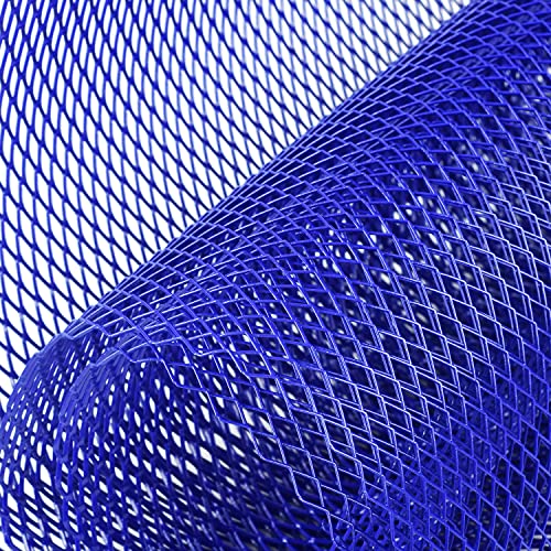 Image of AggAuto Universal 40 inchx13 inch Car Grill Mesh - Aluminum Alloy Automotive Grille Insert Bumper Rhombic Hole 6x12mm, One of the Most Multifunctional Shape Grids Blue