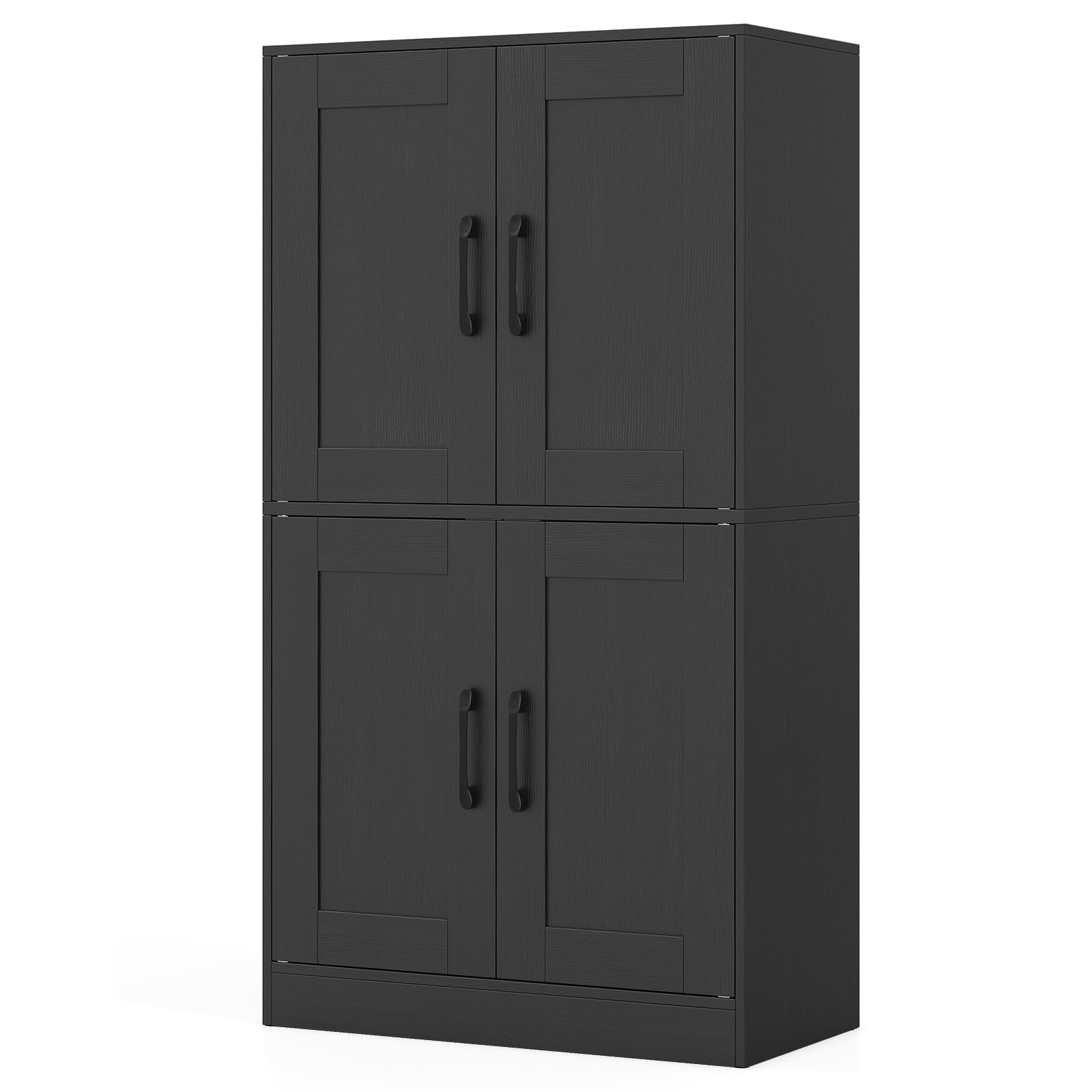 GiantexUK Tall Kitchen Cupboard, Pantry Storage Cabinet with 4 Doors, Adjustable Shelves & Anti-Tipping Device, Freestanding Kitchen Sideboard Units for Dining Living Room (Black, 60x30x110cm) — image 1