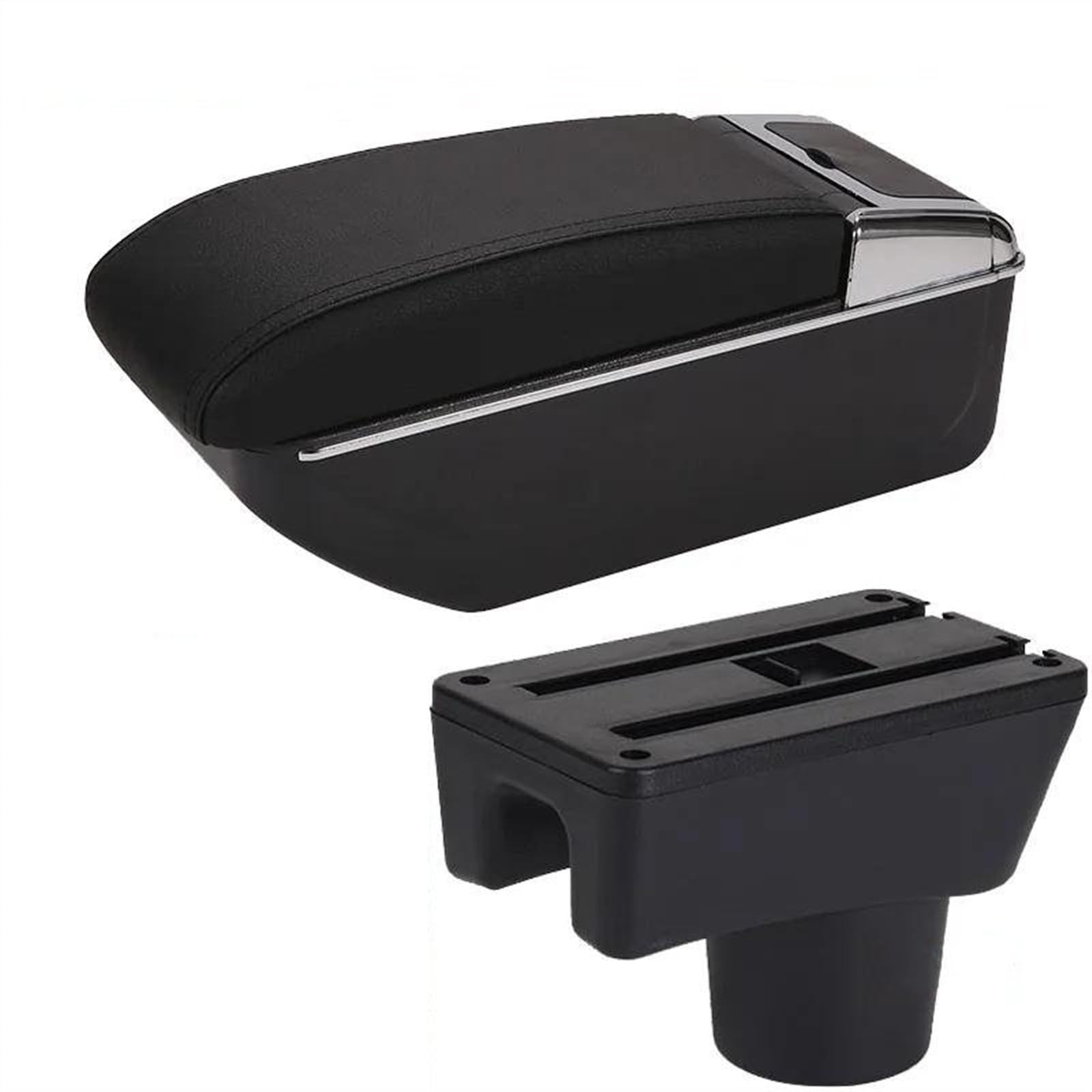 NOHEEU Car Armrest Box Retrofit Parts Accessorie Storage For Attrage For Mirage(D2 Black line No USB)