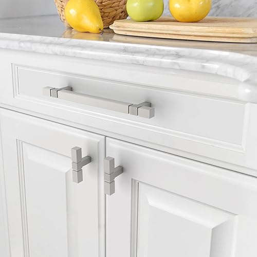 Miniatura 2 de Asidrama Paquete de 10 manijas de gabinete de cocina de color dorado cepillado de 5 pulgadas (5.039 in), tiradores de gabinete, accesorios de