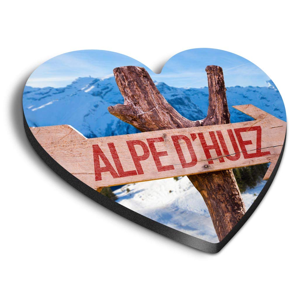 Destination Vinyl Ltd Multicolor 1 X Heart Mdf Magnets - Alpe D'huez Sign Ski Resort 14279