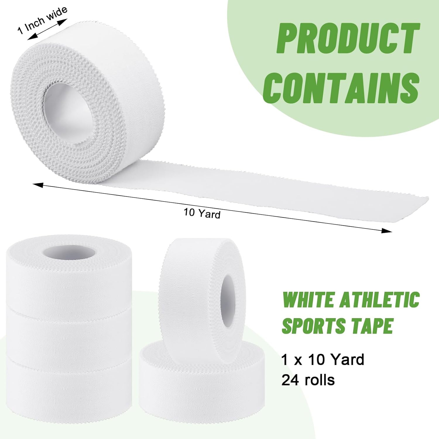 Threlaco 24 Pack Athletic Porous Tape 1" Wide x 10 Yards Standard Porous Medical Adhesive White Athletic Sports Wrist Ankle Tape for Stabilizing Supporting Muscles Gymnastics Boxing Climbing
