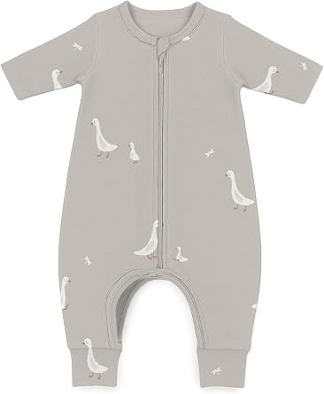 GUNAMUNA Long-Sleeve Footie Sleep Sack for Babies, Diaper Zipper, Convertible Foot Cuffs, Anti-Slip Grips, 0.5 TOG